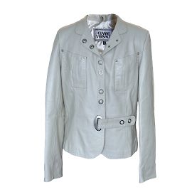 Versace Veste en Cuir Blanche S Blanc