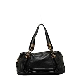 Chloé-Leather Paraty Bag-Black