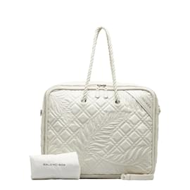 Balenciaga-Quadratische Umhängetasche aus gesteppter Lederdecke 466542-Weiß
