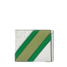 Michael Kors Monogram Bifold Wallet Leather PVC White Green in Great Condition White