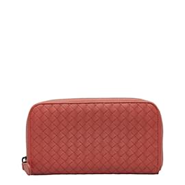 Bottega Veneta-Intrecciato Leather Zip Around Wallet-Pink
