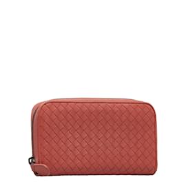 Bottega Veneta-Intrecciato Leather Zip Around Wallet-Pink