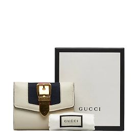 Gucci Sylvie Web Accent Compact Wallet White