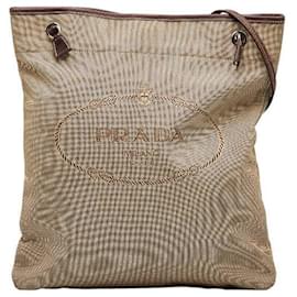 Prada-Prada Canapa Logo Crossbody Bag  Canvas Crossbody Bag in Good condition-Bronze
