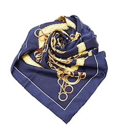 Hermès-Carré 90 Lenço de seda com perfil de elevação-Azul