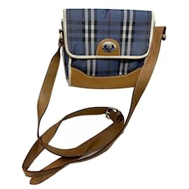 Burberry-Vintage Burberry Haymarket pattern crossbody bag-Brown,Blue,Multiple colors
