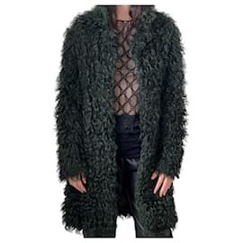 Gucci-Gucci Tom Ford Faux Curly Shearling Jacket-Dark green