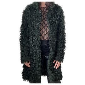 Gucci Tom Ford Faux Curly Shearling Jacke Dunkelgrün