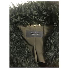 Gucci-Gucci Tom Ford Faux Curly Shearling Jacket-Dark green