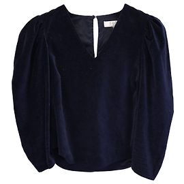 Roseanna Sea New York Puffärmelbluse aus marineblauem Samt Blau Marineblau