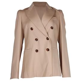 Chloé-Chloé Double Breasted Blazer in Tan Wool-Brown,Beige