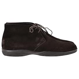 Prada-Prada Lace-Up Chukka Boots in Brown Suede-Brown