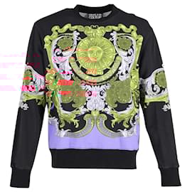 Versace-Versace Jeans Couture Printed Crew Neck Sweatshirt in Black Cotton-Black