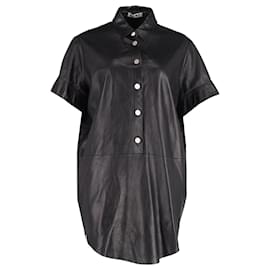 Acne-Acne Studios Marla Mini Dress in Black Lambskin Leather-Black