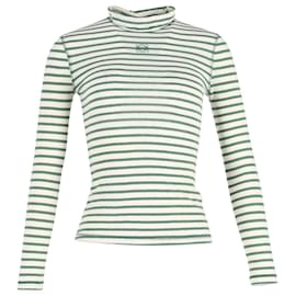 Loewe-Loewe Top de jersey listrado com gola alta em algodão verde-Verde