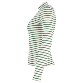 Loewe-Loewe Striped High-Neck Jersey Top in Green Cotton-Green