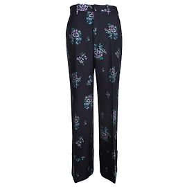Calças cortadas florais Gucci em algodão azul marinho Azul Azul marinho