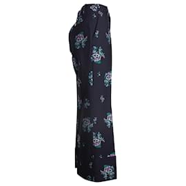 Gucci-Gucci Floral Cropped Trousers in Navy Blue Cotton-Blue,Navy blue