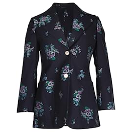 Gucci-Blazer Jacquard Floral Gucci En Coton Bleu Marine-Bleu Marine