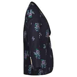 Gucci-Gucci-Jacquard-Blazer mit Blumenmuster aus marineblauer Baumwolle-Marineblau