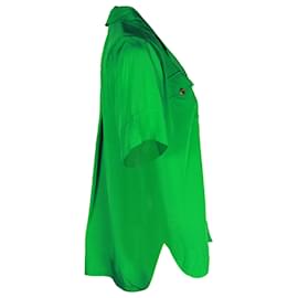 Ganni-Camisa Ripstop Ganni Kelly em Viscose Verde-Verde