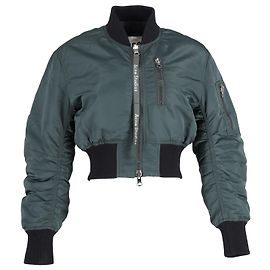 Acne Studios Aila Cropped Padded Bomber Jacket in Blue Nylon Other
