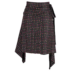 Isabel Marant-Isabel Marant Printed Asymmetric Skirt in Black Silk-Black