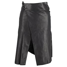 Isabel Marant-Isabel Marant A-line Wrap Skirt in Black Leather-Black