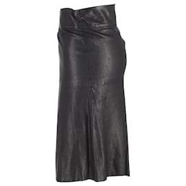 Isabel Marant-Isabel Marant A-line Wrap Skirt in Black Leather-Black