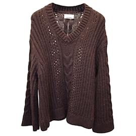 Nanushka-Nanushka Arwan Cable-Knit Sweater in Brown Wool-Brown