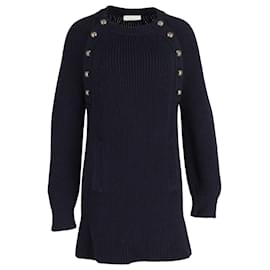 Chloé-Chloé – Übergroßes Pulloverkleid aus marineblauer Wolle-Blau,Marineblau