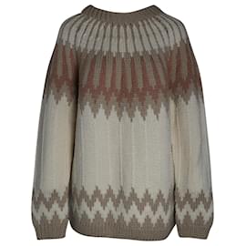 Chloé-Chloe Intarsia Crewneck Sweater in Multicolor Wool-Multiple colors