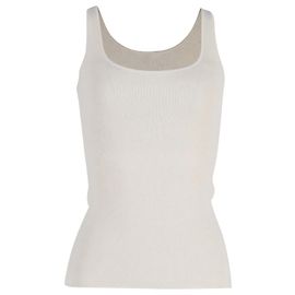 Totême Geripptes Toteme-Stretch-Tanktop aus beiger Bio-Baumwolle Braun Beige