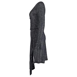Chloé-Chloé Metallic Midi Wrap Dress In Black Viscose-Black