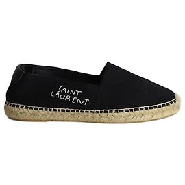 Sapatilhas alpercatas bordadas com logotipo Saint Laurent em lona preta Preto