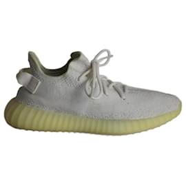 Yeezy-ADIDAS YEEZY BOOST 350 V2 Sneakers in White Knit Canvas-White