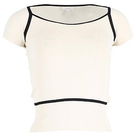 Max Mara Haut à détails contrastés en coton crème Blanc Écru