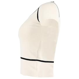 Max Mara-Max Mara Contrast Detail Top in Cream Cotton-White,Cream