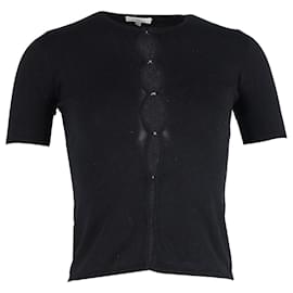 Max Mara-Max Mara Short Sleeve Cardigan in Black Cotton-Black