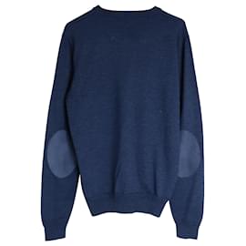 Louis Vuitton-Louis Vuitton Pullover mit Ellenbogen-Patch-Logo-Stickerei aus blauer Wolle-Blau