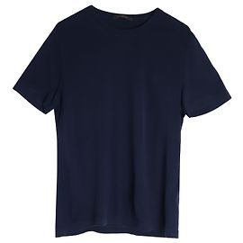 T-shirt classica con logo Louis Vuitton ricamato in cotone blu Blu