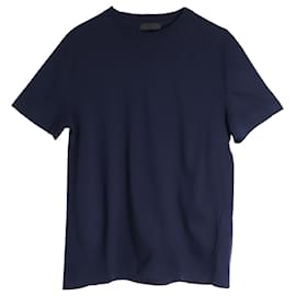 Prada-T-shirt à col rond Prada en coton bleu-Bleu