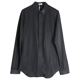 Dior-Dior Logo-Embroidered Button-Up Shirt in Black Cotton-Black