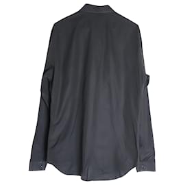Dior-Camisa de botões bordada com logotipo Dior em algodão preto-Preto