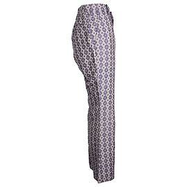 Gucci Wide Leg Printed Pants in Multicolor Linen Other