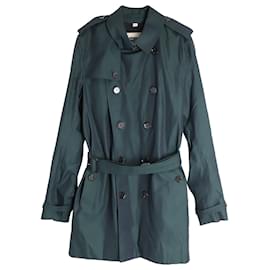 Burberry-Burberry Sandringham Double-Breasted Trench Coat in Green Cotton-Green