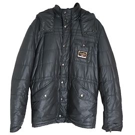 Dolce & Gabbana Puffer Coat in Black Polyamide Grey
