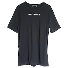 Dolce & Gabbana-Dolce & Gabbana Logo-T-Shirt aus schwarzer Baumwolle-Schwarz