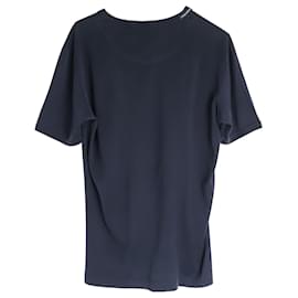 Dolce & Gabbana-Dolce & Gabbana Crewneck T-shirt in Navy Blue Cotton-Navy blue