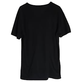 Dolce & Gabbana-Dolce & Gabbana T-shirt à col en V avec logo patch en coton noir-Noir
